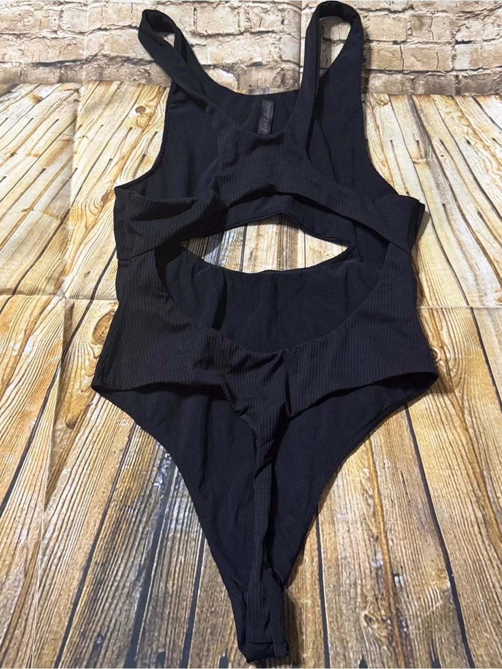 NEW For Love & Lemons Sz M Keyhole Cut Ribbed Thong Bodysuit One-Piece Swimsuit